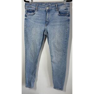 Old Navy Women Mid Rise Rockstar Super Skinny Jeans 14 Long Light Wash Stretch